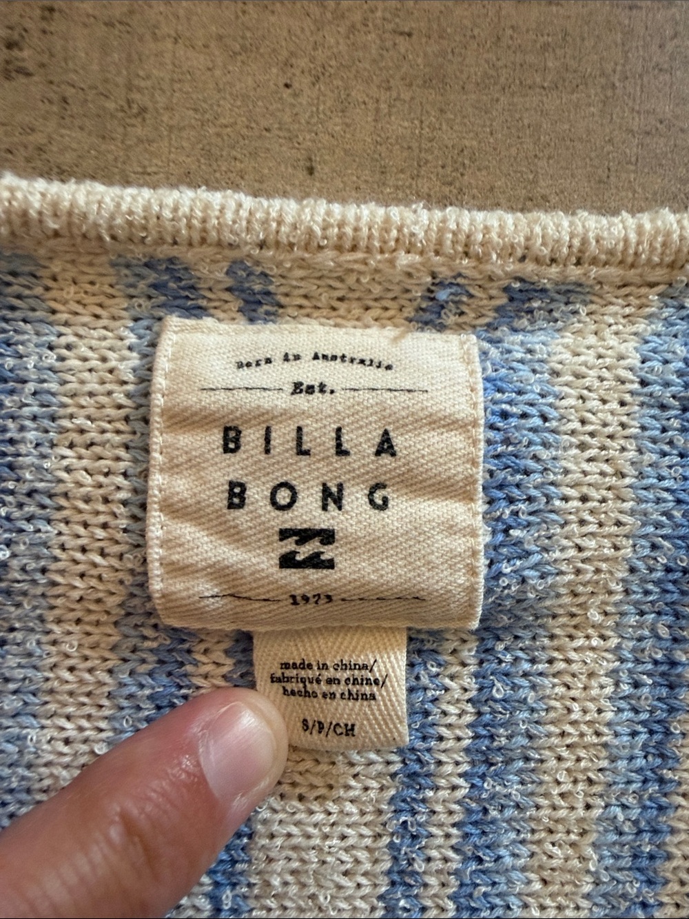 Billabong Blue & White Striped Tie-Front Cropped Sweater - Picture 2 of 5